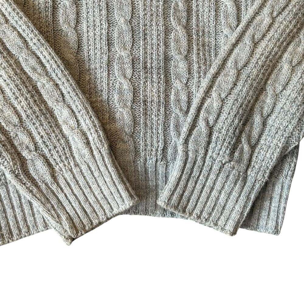 Vintage 60s Gray Cable Knit Cardigan Acrylic Sz M - Picture 9 of 11